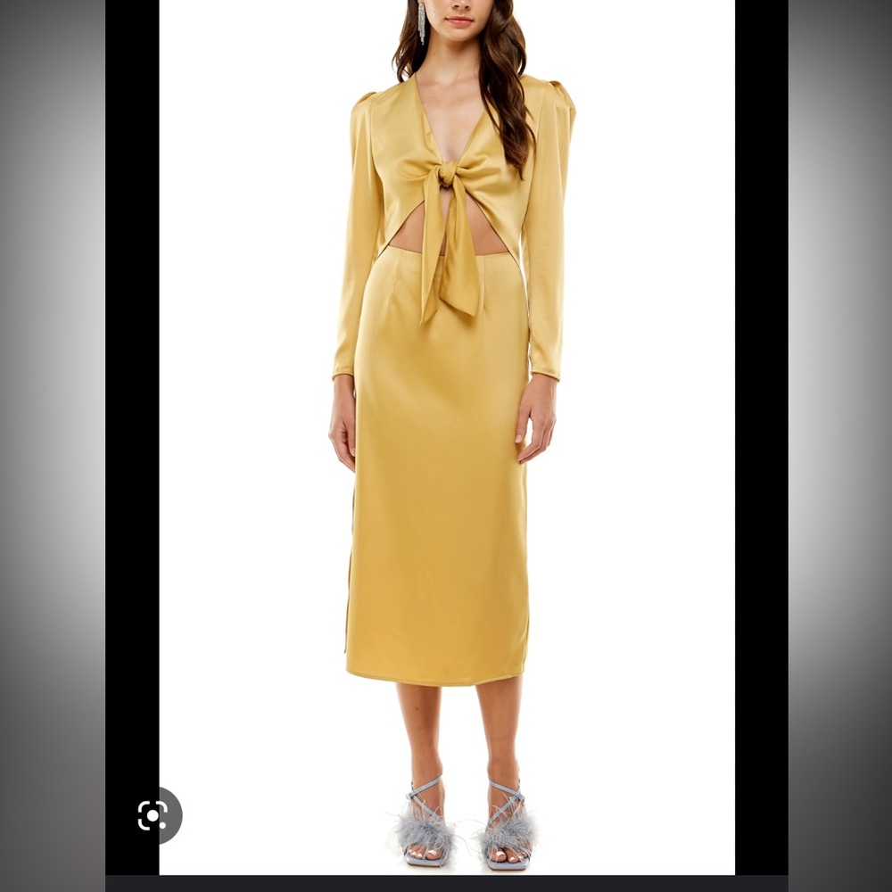 WAYF Poppy Cut Out Tie Front Midi Dress NWT NEW Small